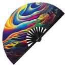 Acid Trippy Bamboo Hand Fan