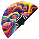 Acid Trippy Bamboo Hand Fan