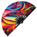 Acid Trippy Bamboo Hand Fan