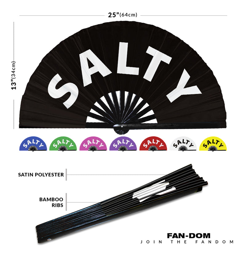 Salty Hand Fan Foldable Bamboo Circuit Rave Hand Fans Slang Words Expressions Funny Statement Gag Gifts Festival Accessories