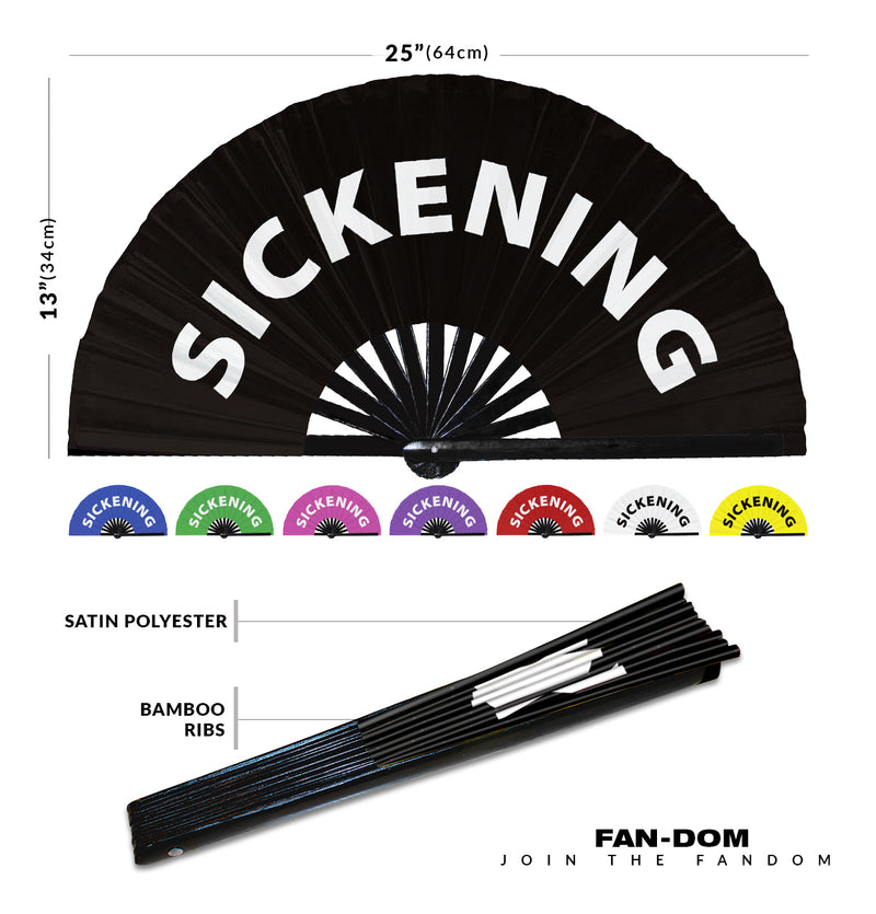 Sickening Hand Fan Foldable Bamboo Circuit sick'ning Rave Hand Fans Outfit Party Gear Gifts Music Festival Rave Accessories for Men and Women