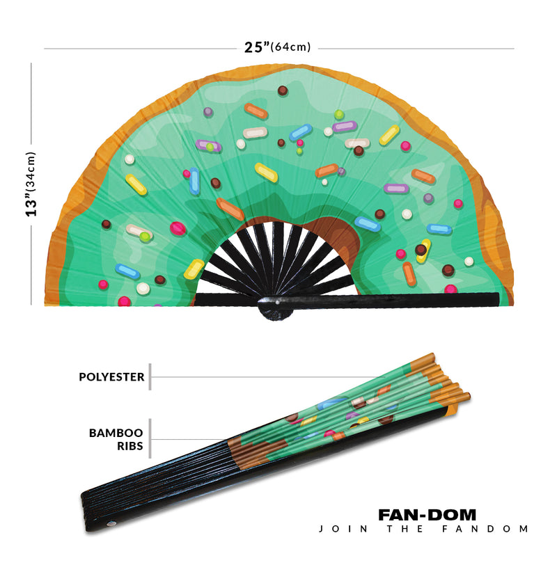 Donut Handheld Foldable Fan | Doughnut Hand Fan Sweets Fan Desserts Hand Fan Yummy Donut Hand Fan Doughnuts Fan Colorful Donuts Bamboo Fan