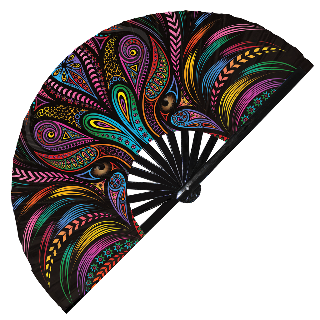 Manda Fan Hand fan Animal Mandala foldable bamboo circuit rave hand fans Boho ...