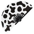 Cow Print Pattern UV Glow Foldable Hand Fan Cow Fur Print Patterns Stuff Handheld Fan Animal Cow Print Fan for Animal Print Lover