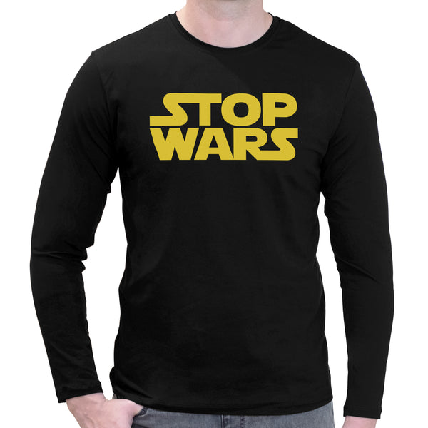 Stop Wars | Spoof Logo | Super Soft T-shirt | Cotton Crew Neck Long sleeve T Shirt Men's