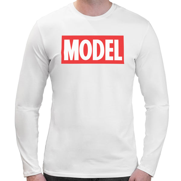Model | Spoof Logo | Super Soft T-shirt | Cotton Crew Neck Long sleeve T Shirt Men's