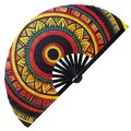 Aztec hand fan foldable bamboo circuit rave hand fans Tribal Mayan Colorful Traditional Pattern party gear gifts music festival rave accessories