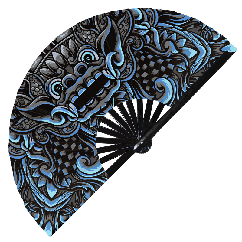 Balinese Barong Mask UV Glow Hand Fan Ornament Artwork Decor Bali Culture Indonesia Traditional Barong Garuda Cultural Fans