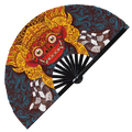 Balinese Barong Mask Hand Fan UV Glow Ornament Artwork Decor Bali Culture Indonesia Traditional Barong Garuda rangda Cultural Folding Fan