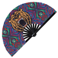 Bear hand fan foldable bamboo circuit rave hand fans Grizzly Bear Black Bear Cute Angry Bear Head Mandala Line Art Brown Bear Fan outfit party gear gifts music festival rave accessories