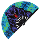 Bear hand fan foldable bamboo circuit rave hand fans Grizzly Bear Black Bear Cute Roaring Angry Bear Paw Claw Head Mandala Line Art Bear Brown Bear Fan outfit party gear gifts music festival rave accessories