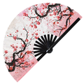Sakura Blossoms Hand Fan UV Glow Foldable Bamboo Fan Japanese Cherry Blossoms branches tree decor spring flowers sakura tree Handheld Rave Party Event Concert Fans