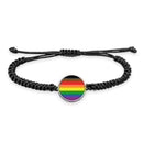Pride Flag Pendant String Bracelet UV glow Braided Rope LGBT Transgender Bisexual Lesbian Asexual Pansexual Genderqueer Progress Nonbinary Bear Straight Ally