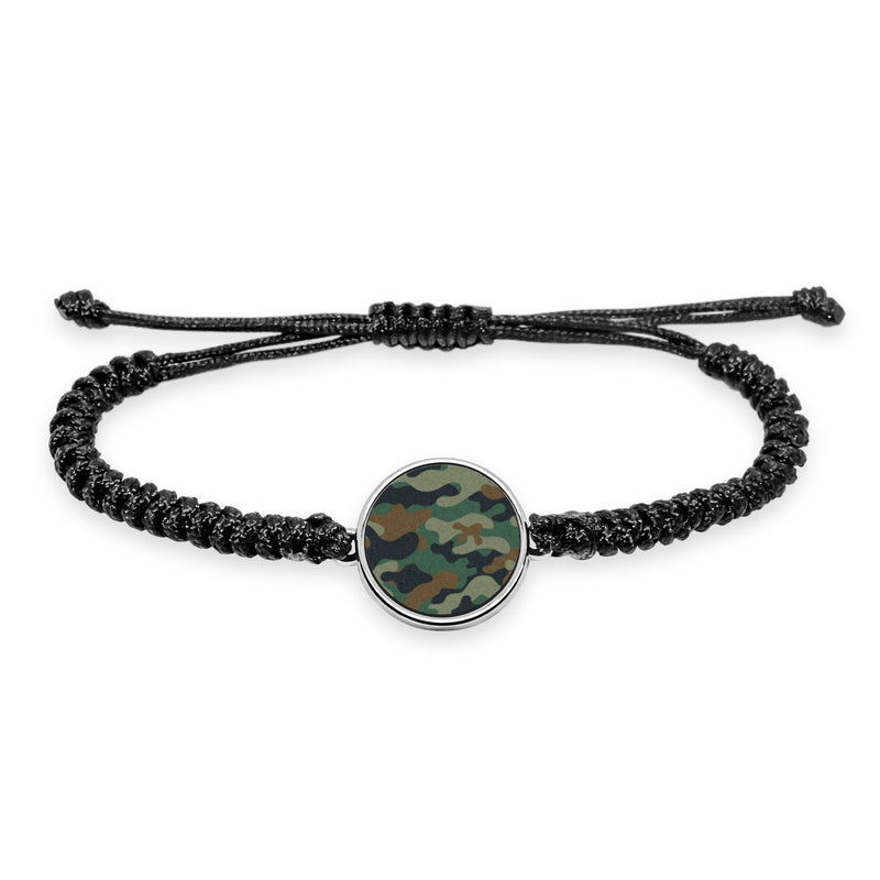 Military Camouflage Pattern String Bracelet UV glow Braided Rope Stainless Army Navy Camo Fashion Hand Accessory