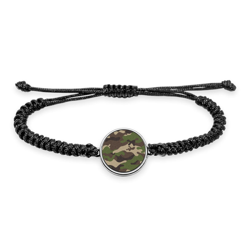 Military Camouflage Pattern String Bracelet UV glow Braided Rope Stainless Army Navy Camo Fashion Hand Accessory