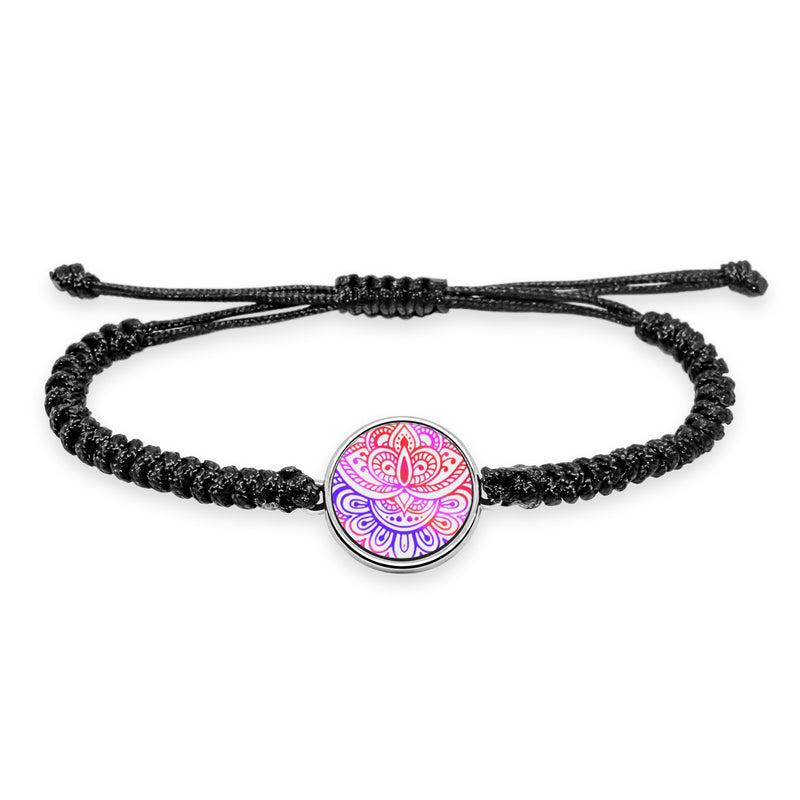Henna Tattoo String Bracelet UV glow Braided Rope Charm bracelets Stainless holographic iridescent rainbow stencil Fashion Hand Accessory