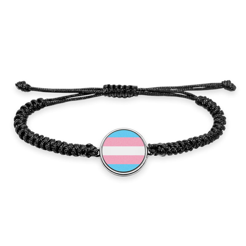 Pride Flag Pendant String Bracelet UV glow Braided Rope LGBT Transgender Bisexual Lesbian Asexual Pansexual Genderqueer Progress Nonbinary Bear Straight Ally