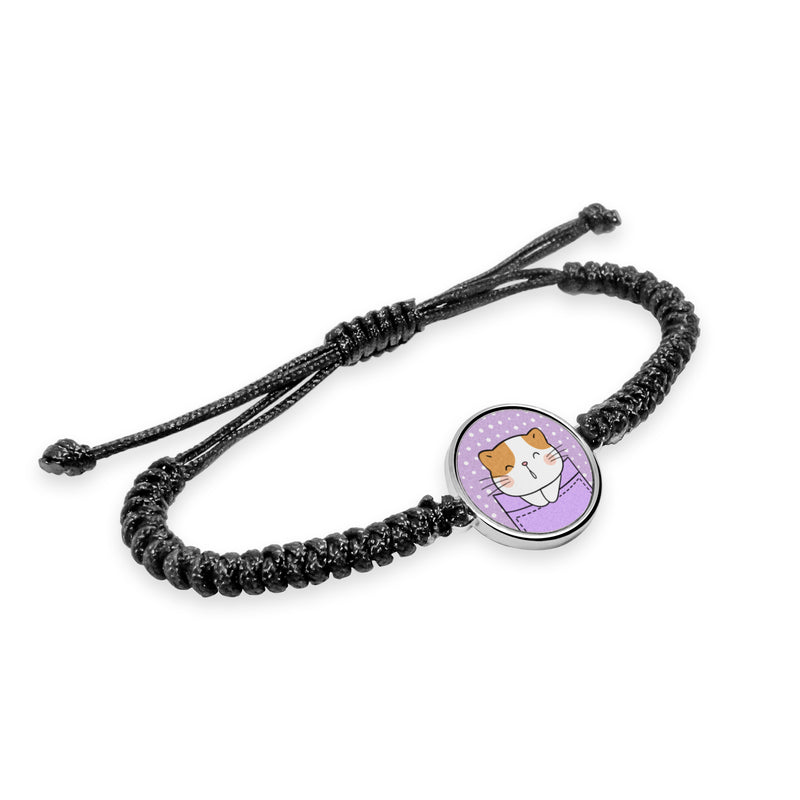 Cute Cat Pockets String Bracelet UV glow Braided Rope Stainless Ornament Funny cartoon kittens cat lovers Fashion Hand Accessory