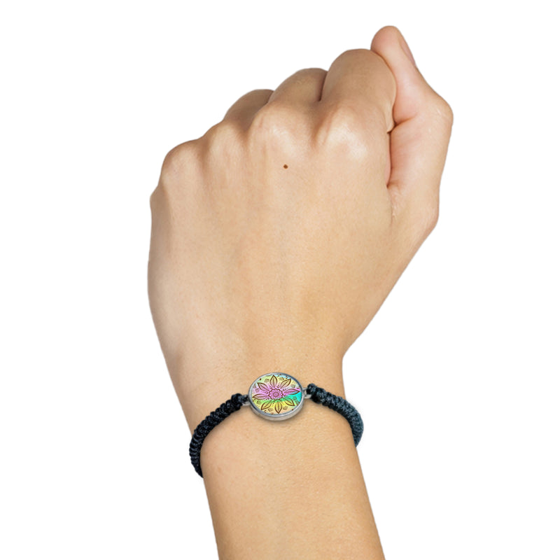 Henna Tattoo String Bracelet UV glow Braided Rope Charm bracelets Stainless holographic iridescent rainbow stencil Fashion Hand Accessory