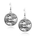 Military Camouflage Pattern Circle silver earrings UV glow Stainless Dangling Army Navy Camo Accessory Round Drop jewelry