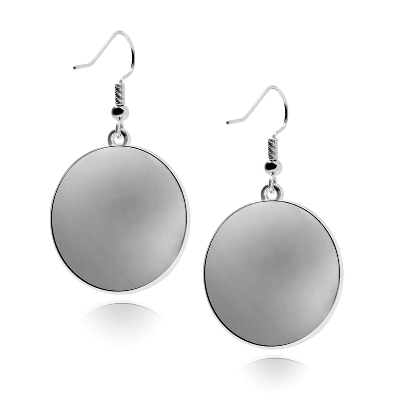 Military Camouflage Pattern Circle silver earrings UV glow Stainless Dangling Army Navy Camo Accessory Round Drop jewelry