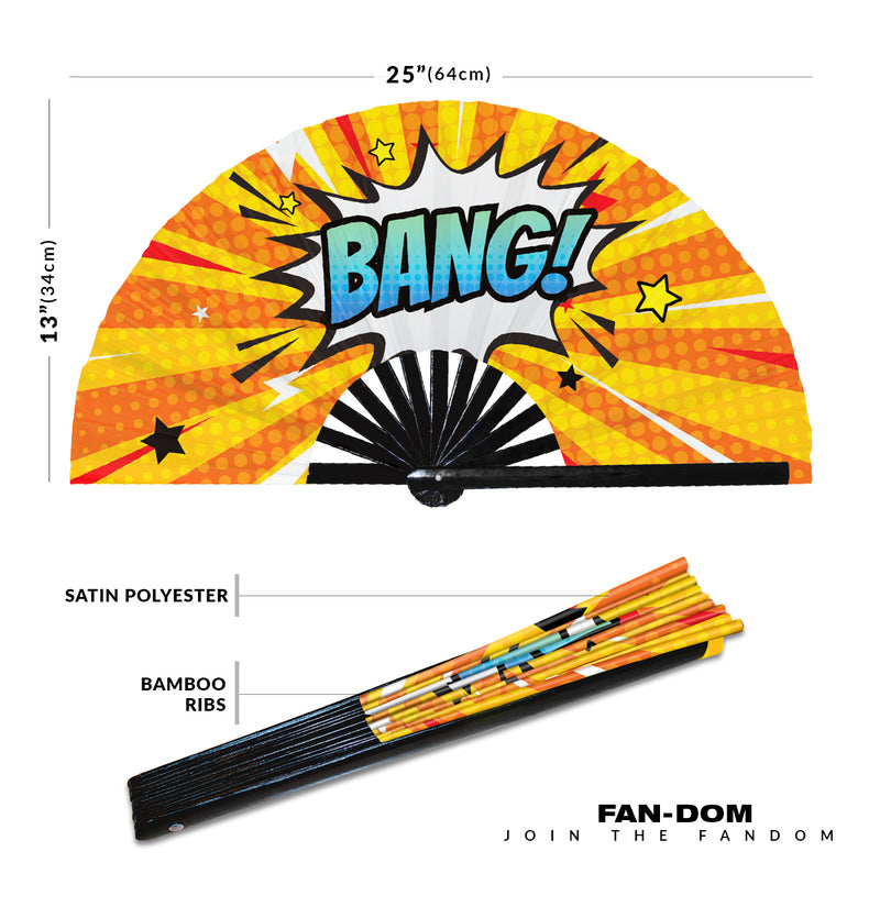 Comic Style Hand Fan UV Glow Kaboom Bang Comic Strip Sound Effect Foldable Hand Fan
