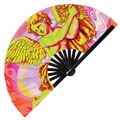 Cupid Psychedelic Cherub | Hand Fan foldable bamboo gifts Festival accessories Rave handheld event Clack fans