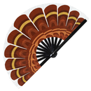 Turkey Feathers Hand Fan UV Glow Foldable Bamboo Fan Thanksgiving Turkey Party Supply Decorations Gifts Celebration Handheld Fans