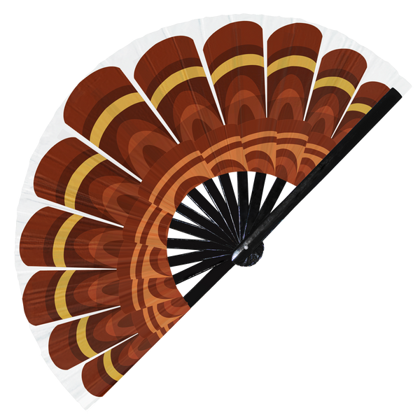 Turkey Feathers Hand Fan UV Glow Foldable Bamboo Fan Thanksgiving Turkey Party Supply Decorations Gifts Celebration Handheld Fans