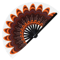 Turkey Feathers Hand Fan UV Glow Foldable Bamboo Fan Thanksgiving Turkey Party Supply Decorations Gifts Handheld Fans