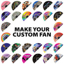Custom Hand fan UV glow | Bulk handheld bamboo fans for events - wedding fans, festival, rave circuit and party personalized customized foldable fan