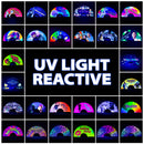 Custom Hand fan UV glow | Bulk handheld bamboo fans for events - wedding fans, festival, rave circuit and party personalized customized foldable fan