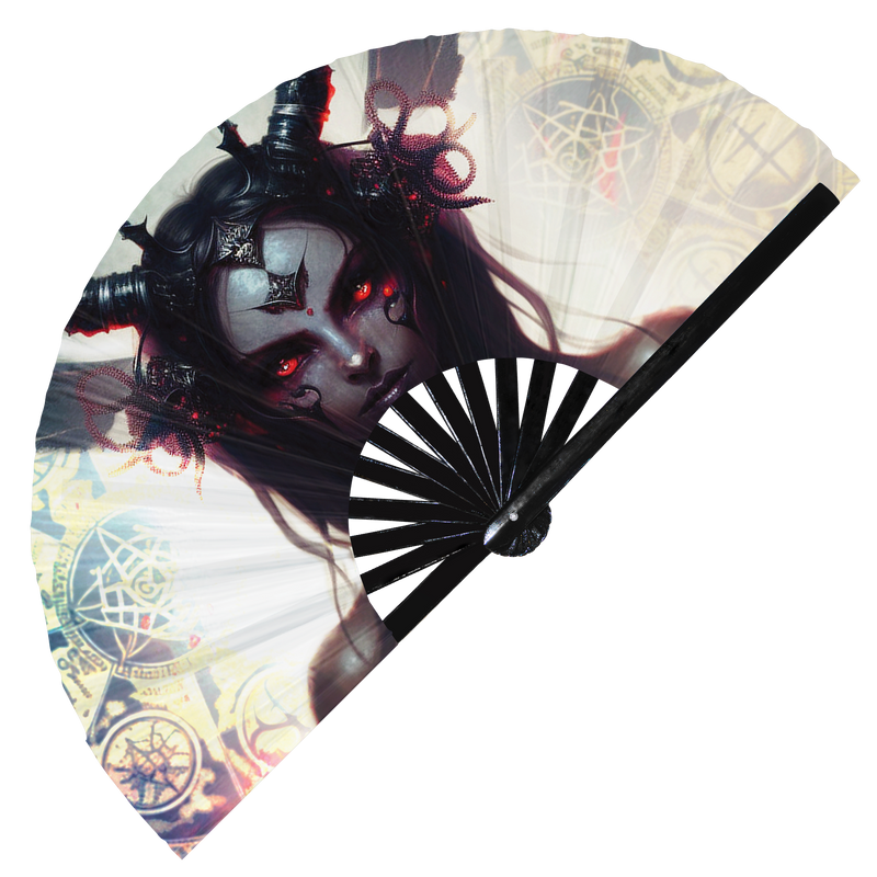 Demon Devil | Hand Fan foldable bamboo gifts Festival accessories Rave handheld event Clack fans