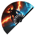 Demon hand fan foldable bamboo circuit rave hand fans Rainbow Acid succubus Satan party gear gifts music festival rave accessories