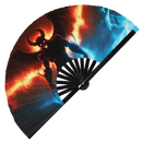 Demon hand fan foldable bamboo circuit rave hand fans Rainbow Acid succubus Satan party gear gifts music festival rave accessories