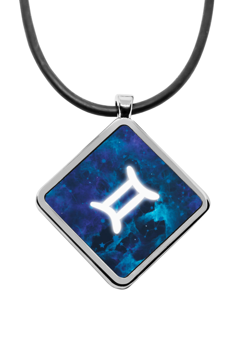 Zodiac Signs Symbols diamond pendant silver necklace Square charm stainless steel Aquarius Aries Cancer Capricorn gift jewelry charms
