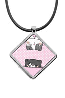 Cute Cat Pockets Diamond Pendant Necklace