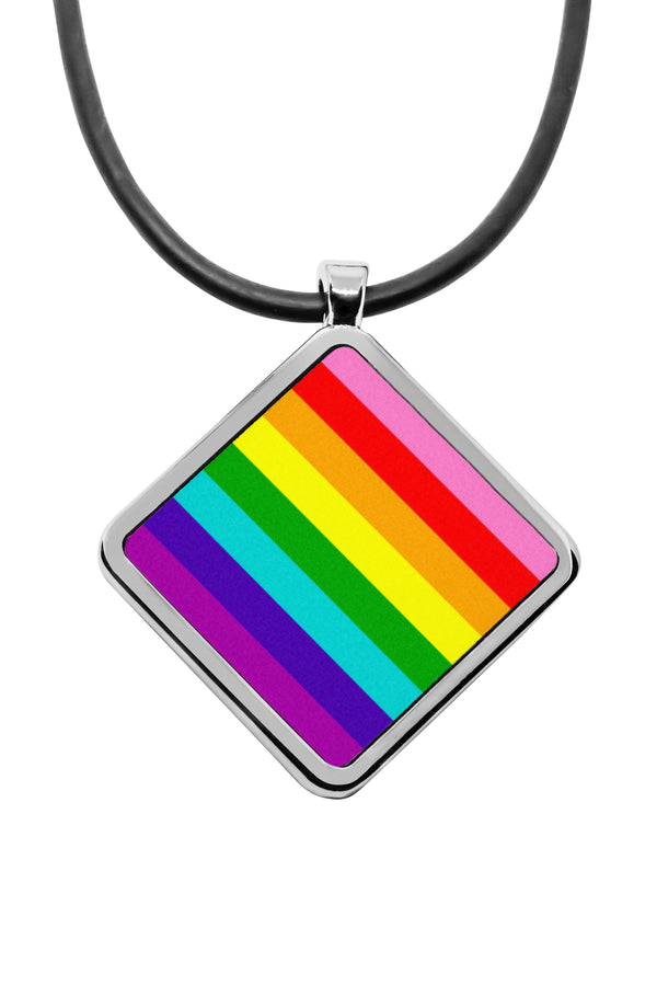 LGBT Pride Pendants Necklace Pride Flag Accessory full color print pendant Androgynous Butch Lesbian Demigender Boy Girl Drag Feather Gender Questioning Gilbert Baker Graysexual Pride queer flag Pride gifts pendant LGBT necklace