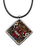 Balinese Barong Mask diamond pendant Custom print pendant personalized pendant artwork ornament artwork decor bali culture indonesia traditional barong garuda rangda cultural jewelry accessory charms cute silver necklaces for women