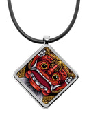 Balinese Barong Mask diamond pendant Custom print pendant personalized pendant artwork ornament artwork decor bali culture indonesia traditional barong garuda rangda cultural jewelry accessory charms cute silver necklaces for women