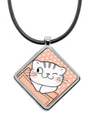 Cute Cat Pockets Diamond Pendant Necklace