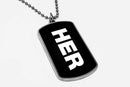 Her Pronouns Dog Tag Necklace