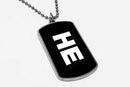 He Pronouns Dog Tag Necklace