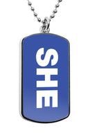 She Pronouns Dog Tag Necklace