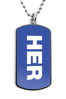 Her Pronouns Dog Tag Necklace