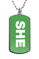 She Pronouns Dog Tag Necklace