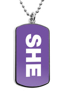 She Pronouns Dog Tag Necklace