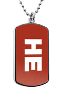He Pronouns Dog Tag Necklace