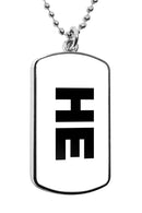 He Pronouns Dog Tag Necklace