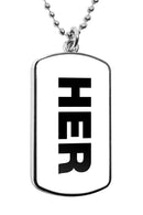 Her Pronouns Dog Tag Necklace